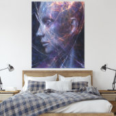 Toile Fractured Face Neon Threads Cosmic Portrait (Insitu(Chambre))