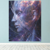 Toile Fractured Face Neon Threads Cosmic Portrait (Insitu (Plancher de Bois))