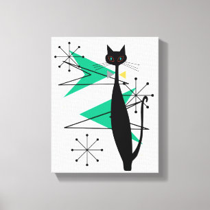 Toile fraîche de chat de MCM de rétro ère atomi