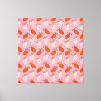 Fraises Rose Blanc Motif de Fruit Doodle