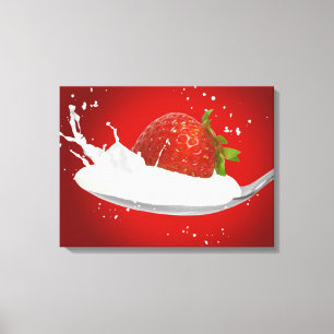 Toile Framboise avec éclaboussure de lait