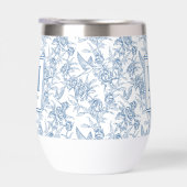 Toile Française Monogramme Nom Bleu (Droite)
