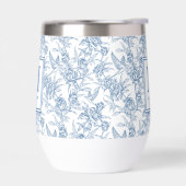 Toile Française Monogramme Nom Bleu (Gauche)