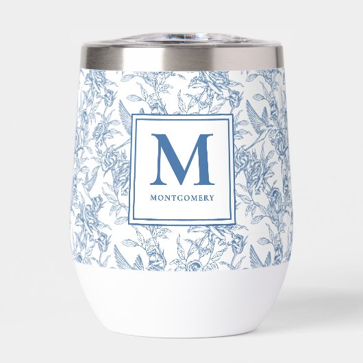Toile Française Monogramme Nom Bleu (Avant)