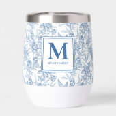 Toile Française Monogramme Nom Bleu (Arrière)