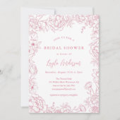 TOILE FRANÇAISE ROSE Invitation de douche nuptiale (Devant)