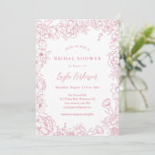 TOILE FRANÇAISE ROSE Invitation de douche nuptiale (Debout devant)