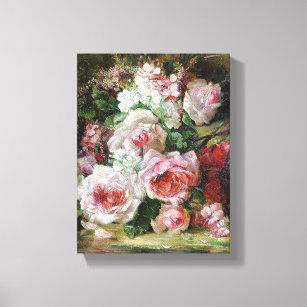 Toile Frans Verhas Bouquet Vintage Rose