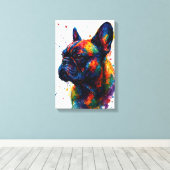 Toile French Bulldog Abstract Portrait – Splatter Style (Insitu (Plancher de Bois))