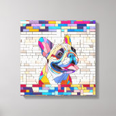 Toile French Bulldog -Frenchie - mosaïque colorée (Recto)