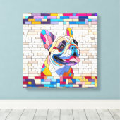 Toile French Bulldog -Frenchie - mosaïque colorée (Insitu (Plancher de Bois))