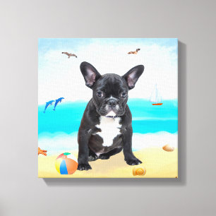 Toile French Bulldog sur la plage