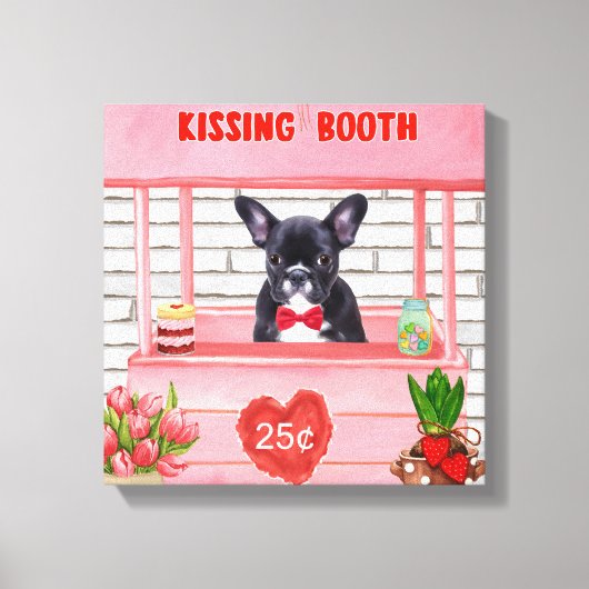 Toile French Bulldog Valentine's Day Kissing Booth (Recto)