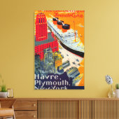 Toile French Line Travel Poster, Havre to Plymouth, NY (Insitu(Salon))