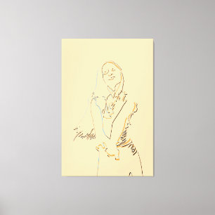 Toile Fresh Black Line Art Dancing Femme