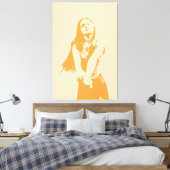 Toile Fresque Orange Monochrome Female Silhouette (Insitu(Chambre))