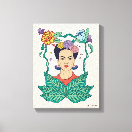 Toile Frida Kahlo Graphisme du cadre floral (Recto)