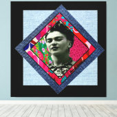 Toile Frida Kahlo Retro Pink Denim (Insitu (Plancher de Bois))
