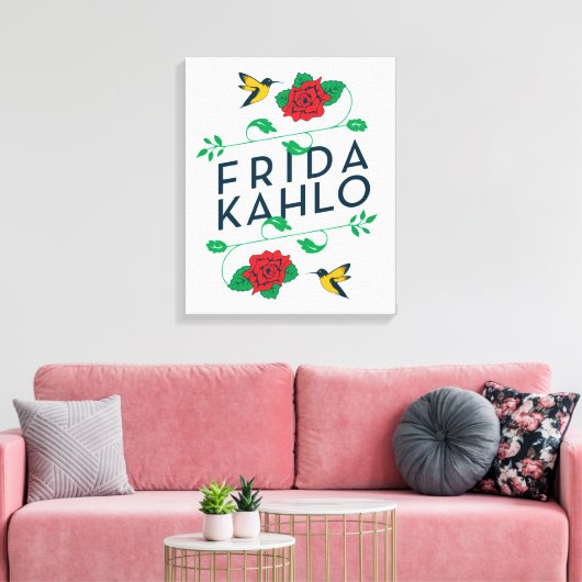 Toile Frida Kahlo | Typographie florale (Insitu(Salon))