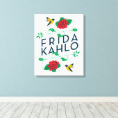 Toile Frida Kahlo | Typographie florale (Insitu (Plancher de Bois))