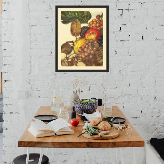 Toile Fruit Still Life Framed Art - Kitchen Decor