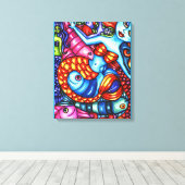 Toile Fruits de mer Poisson Abstrait peinture originale (Insitu (Plancher de Bois))