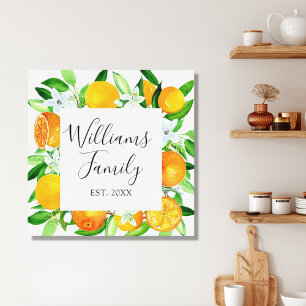 Toile Fruits et fleurs orange Floral botanique d'été