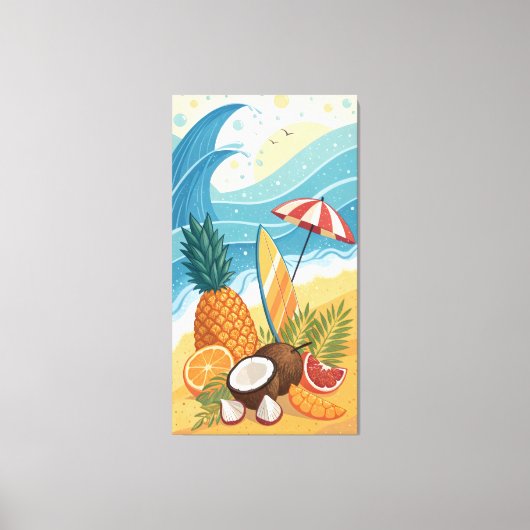 Toile fruits juteux ananas oranges et coco (Recto)