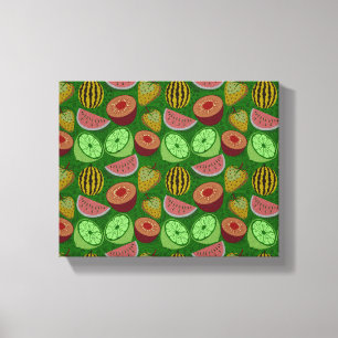 Toile Fruits tropicaux motifs et vert arrière - plan