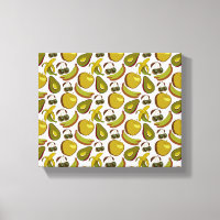 Fruits tropicaux sans couture motif jaune et blanc