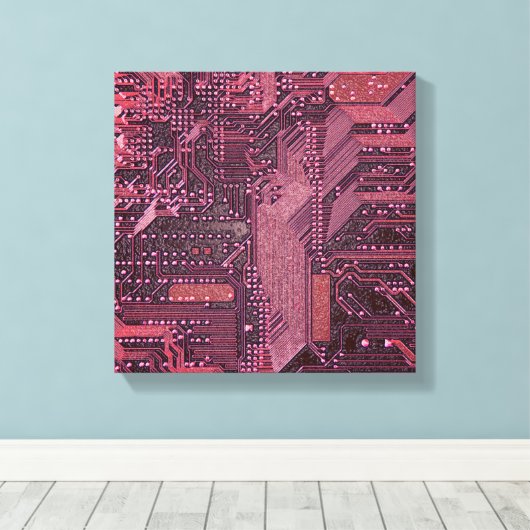 Toile Fuchsia Cyber Circuit Board Tech Art Electronique (Insitu (Plancher de Bois))