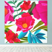 Toile Fuchsia Rose Et Fleurs Rouges (Insitu (Plancher de Bois))