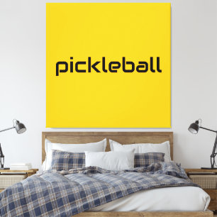 Toile Fun Modern Black PICKLEBALL Texte Sur Bright Jaune