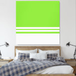 Toile Fun Tropical Lumineux Lime Pop White Racing Stripe<br><div class="desc">Ce design moderne est doté d'une bande horizontale de bord blanc au fond,  à côté de deux bandes flottantes blanches et fines contre un arrière - plan vert citron.</div>