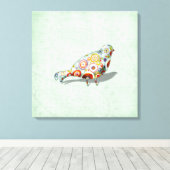 Toile Funky Little Whimsical Doodle Bird Paisley Green (Insitu (Plancher de Bois))