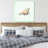 Toile Funky Little Whimsical Doodle Bird Paisley Green (Insitu(Chambre))