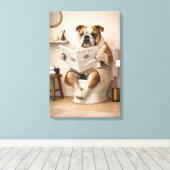 Toile Funny Bulldog Reading Newspaper Bathroom Humor (Insitu (Plancher de Bois))