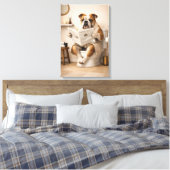 Toile Funny Bulldog Reading Newspaper Bathroom Humor (Insitu(Chambre))