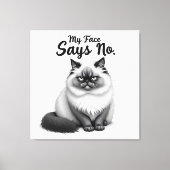 Toile Funny Cat Face Illustration – Minimal Cute Cat Art (Recto)