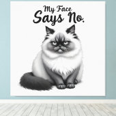 Toile Funny Cat Face Illustration – Minimal Cute Cat Art (Insitu (Plancher de Bois))