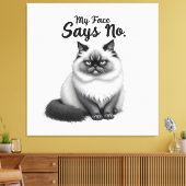 Toile Funny Cat Face Illustration – Minimal Cute Cat Art (Insitu(Salon))