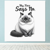 Toile Funny Cat Face Illustration – Minimal Cute Cat Art (Insitu (Plancher de Bois))