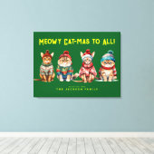 Toile Funny Cat Merry Green Christmas Decor Greetings (Insitu (Plancher de Bois))