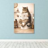 Toile Funny Cat Reading Newspaper Bathroom Humor (Insitu (Plancher de Bois))