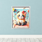 Toile Funny Chat origami MUR ART (Insitu (Plancher de Bois))