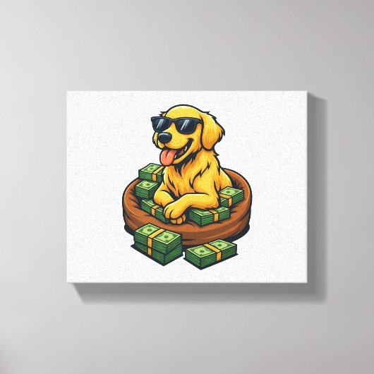 Toile Funny Dog Lover Golden Retriever Money Stack (Recto)