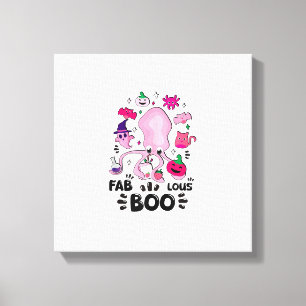 Toile Funny Halloween Rose Chat Fantôme Jonglant Pieuvre