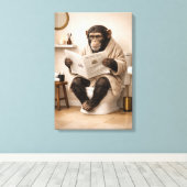 Toile Funny Monkey Reading Newspaper Bathroom Humor (Insitu (Plancher de Bois))