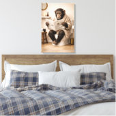 Toile Funny Monkey Reading Newspaper Bathroom Humor (Insitu(Chambre))