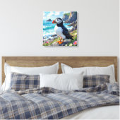 Toile Funny Pun | Happy Birthday Puffin (Insitu(Chambre))